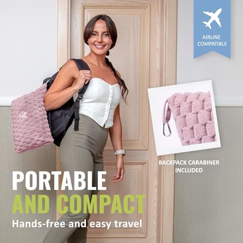 BOACAY Packable Travel Blanket for Aeroplane, Car - Compact Office Blanket - Portable Pillow for Adults, Children with Case, Luggage Sleeve, Backpack Clip — view 3