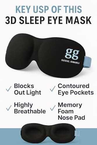 3D Sleep Eye Mask for Men & Women | Contoured Memory Foam Light Blocking Eye Cover for Travel, Shift Work, Meditation | Adjustable Strap, Lash-Friendly, 100% Blackout Comfort — view 6