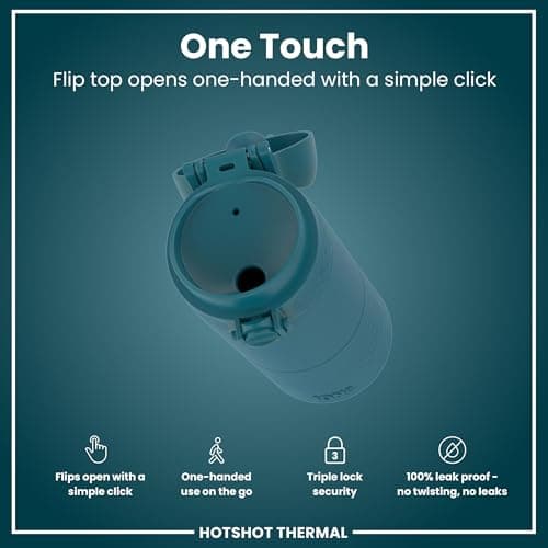 ION8 Insulated Travel Mug, Leak Proof, Triple Lock Secure, Spill-Free in Transit, Hygienic Cover, Easy-to-Clean, Perfect On-The-Go, Soft Base, Stainless Steel, Deep Teal — view 3