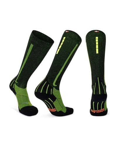 DANISH ENDURANCE Running Compression Socks, Flight Socks, 21-26mmHg, for Men & Women, Unisex, 1&2 pack, Black/Yellow,9-12