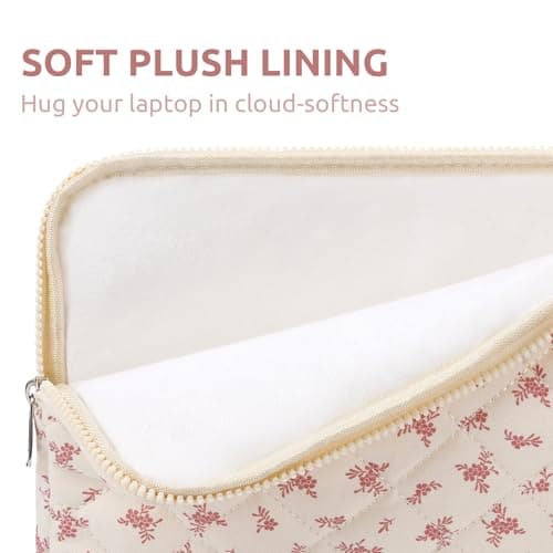 Puffy Laptop Sleeve 13 Inch Cute Floral Laptop Case Soft Quilted Computer Sleeve Protective Cover for MacBook, iPad, Notebook, Chromebook — view 5