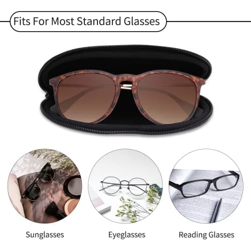 Hion Eyeglass Case Sunglasses Soft Pouch with Belt Clip Ultra Light Neoprene Zipper Eyeglass Case Printed Sunglass Bag for Stylish Portable Travel Glasses Casefor Men & Women(Black) — view 4