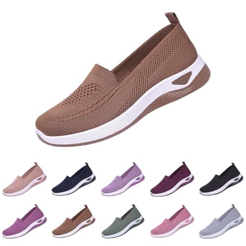 cfpqv Slip On Trainers Women's Orthopaedic Shoes Lightweight Mesh Sports Shoes Breathable Trainers Walking Shoes Gym Fitness Running Shoes Running Walking Road Running Shoes Bequme Slip-On Shoes Size — view 6