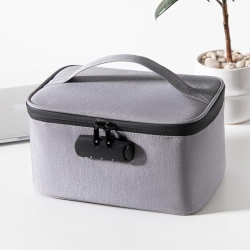 Bag with Lock, Oxford Cloth Multi-Functional Toiletry Organizer, Combination Lock Bag for Private Items, Bedroom, Home, Travel, Toiletry, Office, School Storage Organizer — view 3