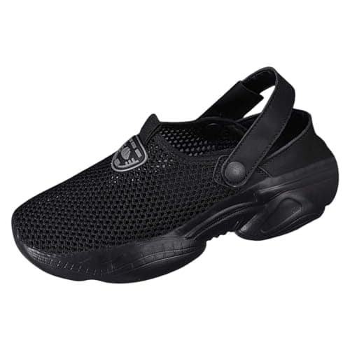 Generisch 2026 Women's Slip On Sandals Breathable Knit Closed Toe Platform Beach Yoga Shoes with Sole Walking Outdoor Travel, black, 7 UK