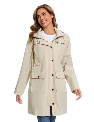 Tuopuda Women's Waterproof Rain Jacket with Detachable Hood for Dog Walking — view 6