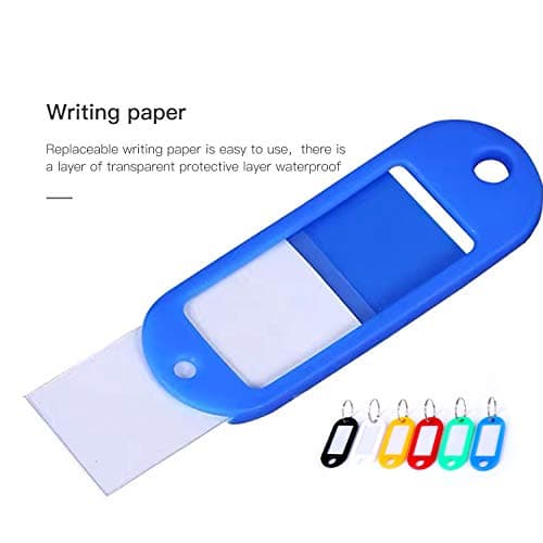 Key Tags , Pack of 10 Key Tags with Labels Key Fobs ID Plastic Key Tags Key Labels with Split Rings for Luggage Pet Name Memory Stick Tags-10 Colors — view 3