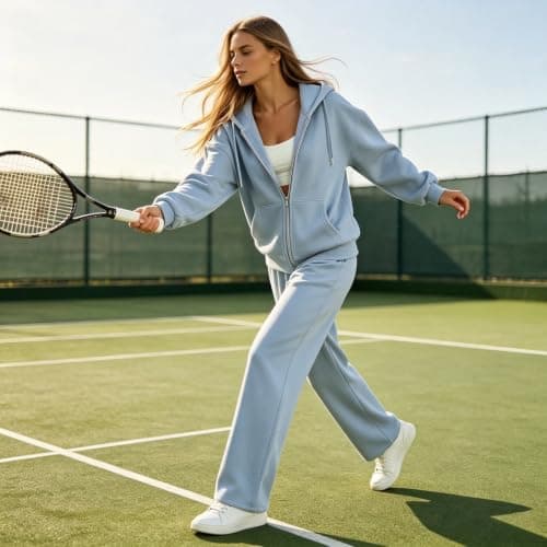 Track Suits for Women Set Cotton xxl xl 3xl xs Yellow Pink Full Zip Hoodie Tracksuit 2 Piece Outfit Long Sleeve Hooded Sweatshirt Jogger Pants Athletic Loungewear Set Birthday Gifts for Tennis Walking — view 4