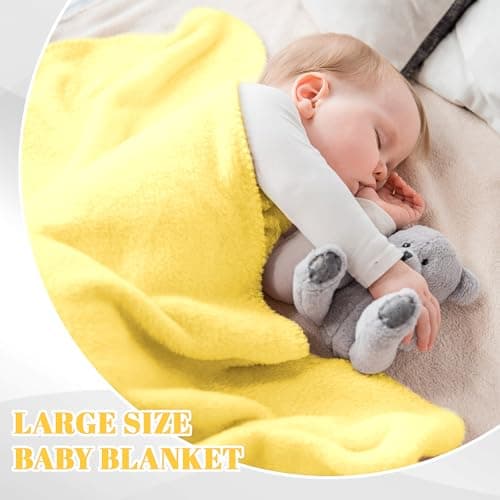 10 Pack Nursery Cot Blankets, 100 x 150 cm Yellow Soft Flannel Nap Blankets — view 4