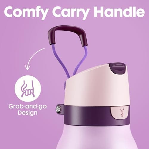 Meoky 710ml Stainless Steel Slim Water Bottle: 2-in-1 Locking Lid, Lavender — view 5