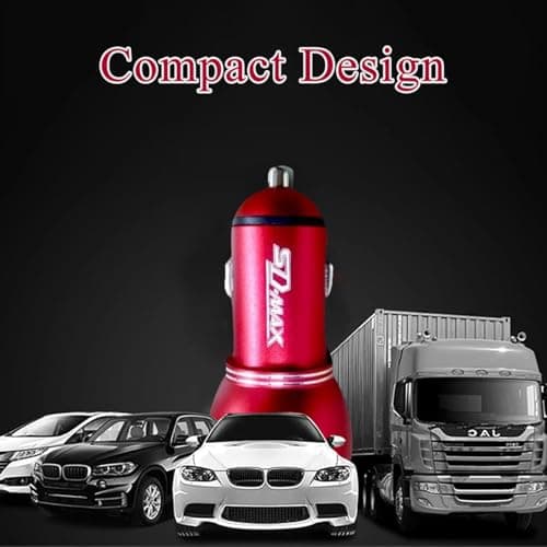 SDMAX Metal Dual USB Car Charger 3.1A, USB Cable, Quick Charge, Premium High Speed, Compact Design, Rapid Charge, Power Protection, Compatible With Tablets And Smartphones (Red) — view 5