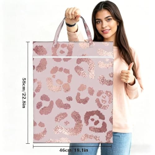 Leopard Print Cheetah Rose Gold,Travel Dirty Laundry Bag Foldable Dirty Clothes Bag Durable Storage Bag — view 3