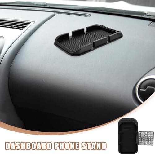 Veemoon car dashboard phone holder car dashboard mat secure placement double slot design car dashboard black PVC for cellphones — view 3