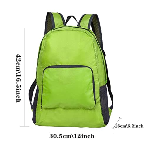 Ultra Lightweight Foldable Backpack Packable Water Resistant Daypack for Outdoor Walking Camping Traveling Cycling Holiday Unisex (Green) — view 2