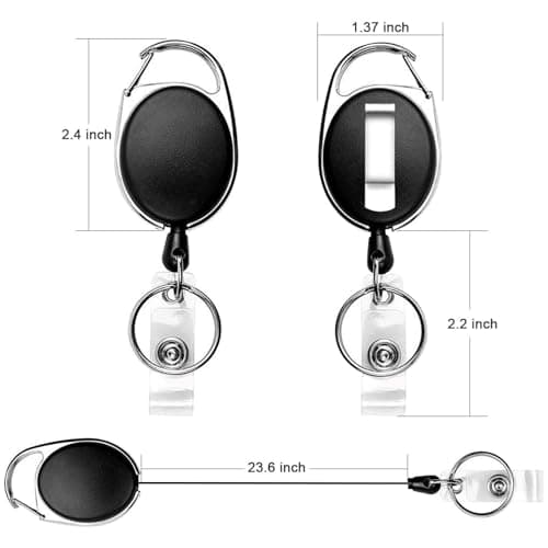 Teskyer 10 Pack Retractable Keychain, Retractable Lanyard, Badge Holder with Carabiner Belt Clip for ID Card and Keyring — view 5