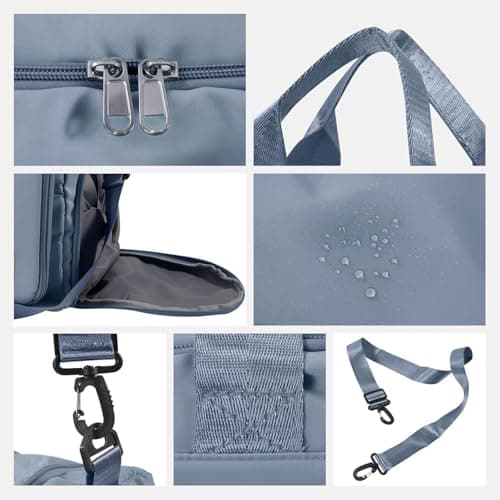 BREEZENEST Gym Bag Womens Foldable 48×27×32cm – Travel Duffel in Oxford Fabric, Gym Bag with Shoe Compartment & Maternity Bag (Blue) — view 4