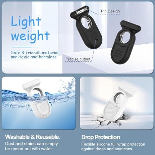 Protective Case for Galaxy SmartTag2 with Hidden Safety Pin: AIYAAIYA Non-Slip Silicone Case Compatible with Samsung Smart Tag 2 Brooch Clip for Children Pet Clothes Backpack Luggage (White) — view 4