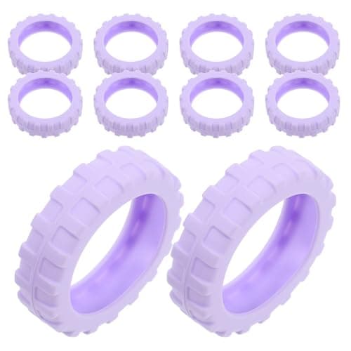 MOBUTOFU 8pcs Luggage Wheel Silicone Protective Covers, Noise-reducing Anti-Vibration Caster Protectors for Travel Suitcase Wheels, Large 55x55x15mm, Lavender Purple