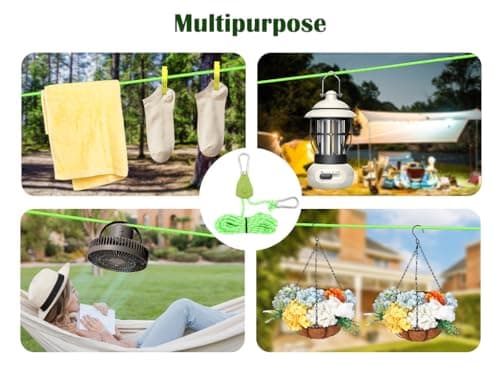 Kellegour 6 Pack Tent Guy Ropes with Pulley,4mm Reflective Cord Tent Guide Rope,Reflective Tent Guy Ropes,Tent Camping Cord with Pulley for Camping,Hiking,Tent,Tarpaulin,Awning (4m,Green) — view 6