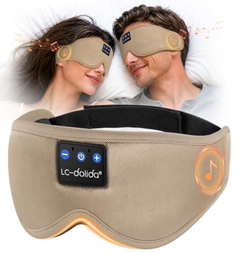 LC-dolida Bluetooth Sleep Mask Headphones, 3D Eye Mask with Headphones Bluetooth V5.4 Can Play 15Hrs Breathable Eye mask with Bluetooth Earphones for Travel,Nap Sleeping,Shift Work