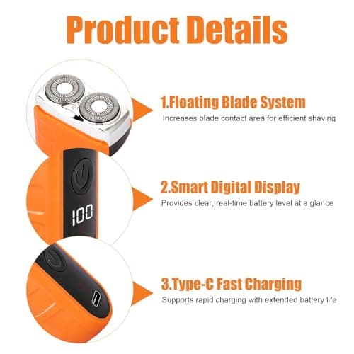 Mini Electric Shaver for Men,2026 Portable USB Rechargeable Double Head Shaver, Wet & Dry Mens Razors Electric Cordless Beard Trimmer for Home, Travel & Office Use — view 4