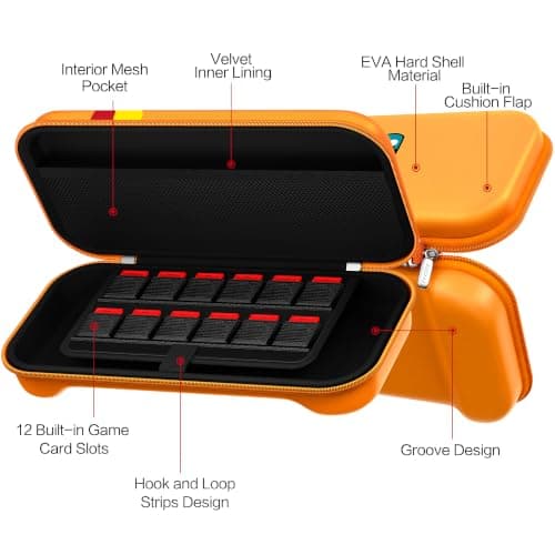 ivoler Carry Case for Nintendo Switch 2 (2025 Model) – Protective Portable Hard Shell Pouch Carrying Travel Game Bag – Orange — view 4