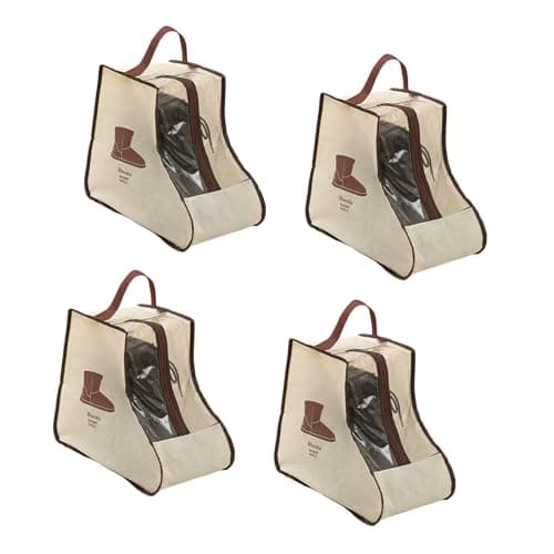 4Pieces Clear Shoe Protector Bags for Short, Beige1