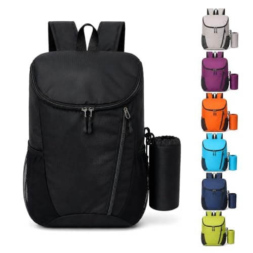 NWDEY Lightweight Foldable Backpack, Waterproof Small Rucksack with Flip Top Main Compartment, 160g Packable Casual Daypack for Men Women Kids, Perfect for Hiking Camping Travel Cycling (Black)