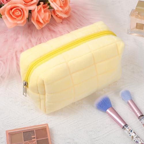 Sibba Makeup Bag Soft Pouch Pencil Case Aesthetic Cosmetic Pouch Bathroom Shower Fuzzy Plush Toiletry Organizer Make Up Organize Accessories Travel Bag Y2k Purse Containers Women — view 6