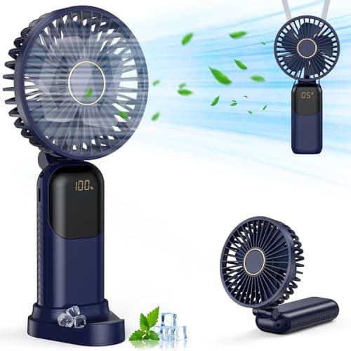 Handheld Fan Rechargeable, Portable Mini Fan Handheld with 5 Speeds 5000mah, Electric USB Small Hand Held Fans, Powerful Personal Fan Foldable Fans for Outdoor Office Travel Camping School Home