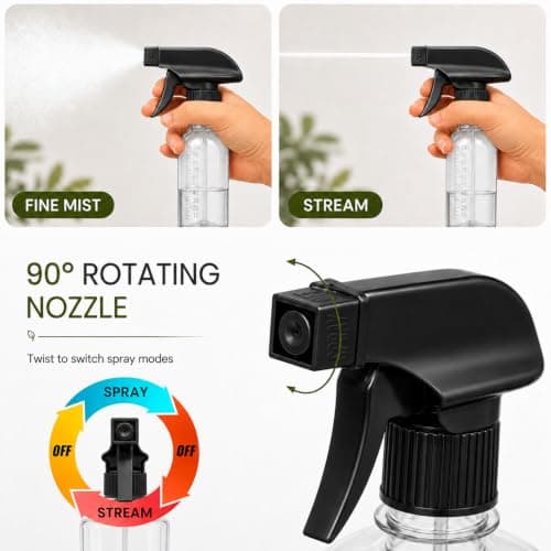 Lafefe Spray Bottle 100ml PET Mist Spray Bottle, Adjustable Mist & Stream Water Spray Bottle with Measuring Scale, Leakproof Trigger Sprayer for Hair, Plants, Cleaning, Travel - Clear — view 4