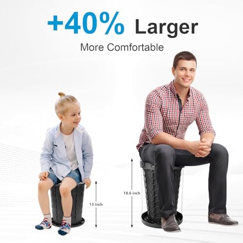 Upgrade Retractable Portable Toilet for Adults - 18.6"H Adjustable Height Camping Tall Toilet, XL Travel Folding Toilet with Lid and Paper Holder, Compact Potty for Car, Hiking, Beach and Camping — view 2
