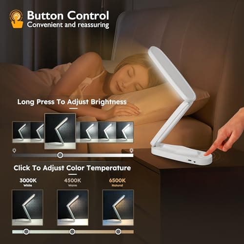 Overcomo Small LED Rechargeable Portable Foldable Cordless Desk Table Lamp — view 4