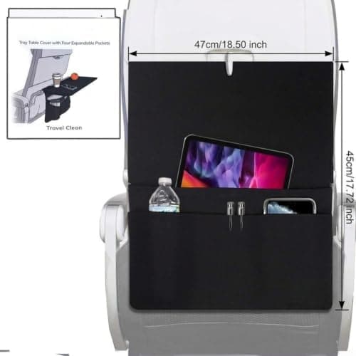 Airplane Organizer Tray Table Cover, Flight Seat Back Storage Bag — view 5