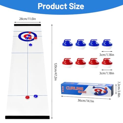LLHONG Table Top Curling Game, Shuffleboard Game with 8 Pucks — view 2