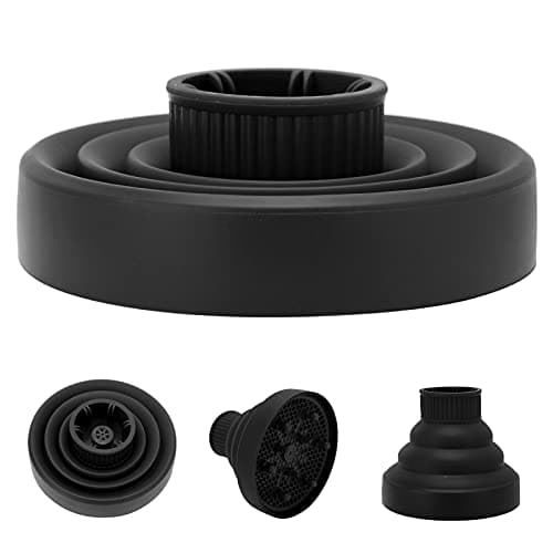 LUCKDANO Curl Adapter for Universal Collapsible Hair Dryer Diffuser | Travel-Friendly Folding Design | Advanced Silicone Material for Even Heat Distribution | Compatible with 1.6-2in Hair (Black) — view 2