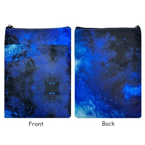 Kostoo Zipper Book Pouches, Travel Book Protector with Front Pocket for Paperbacks & Hardcovers, Washable Book Covers Case in Blue — view 4