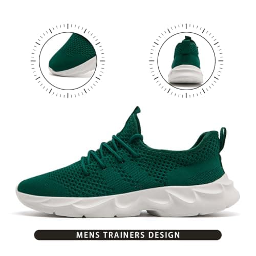 VGPSFN Mens Trainers Running Shoes Walking Sport Outdoor Casual Tennis Gym Fitness Shoes for Men Breathable Mesh Comfortable Lightweight Sneakers Dark_Green UK Size 7 — view 3