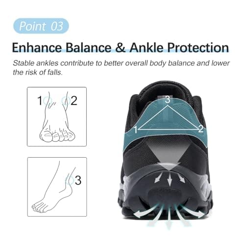 TRAILBLITZ Walking Shoes Mens Lightweight Non Slip Comfortable Hiking Boots Climbing Trekking Outdoor Camping Trainers Mesh Lining Casual Men's Lace-Ups (7 Man,Black) — view 4