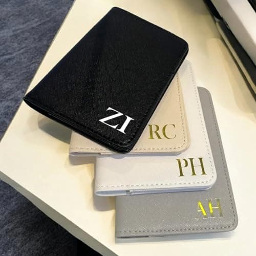 Personalised Passport Holder with Initials & Luggage Tag Set | Travel Wallet Gift for Women & Men | PU Leather Passport Cover | Honeymoon Accessories | Bridesmaid Gift Travel Set — view 4