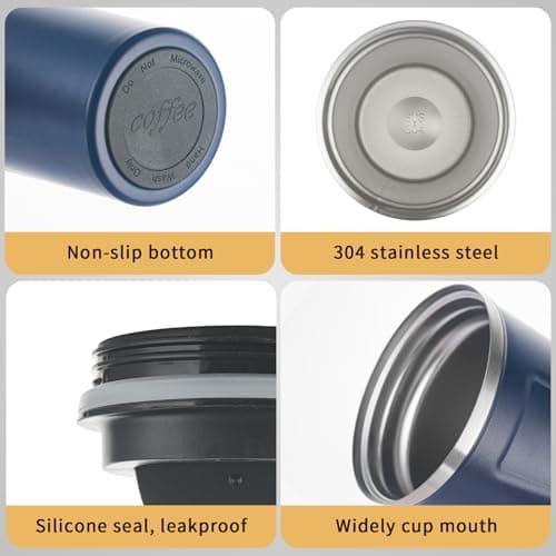 Newvenper Stainless Steel Vacuum Insulated Travel Coffee Mug, Led Temperature Display Insulated Tumbler, Leak Proof with Lid Keeps Cold and Warm, Suitable for Coffee, Tea and Beer (Blue) — view 2