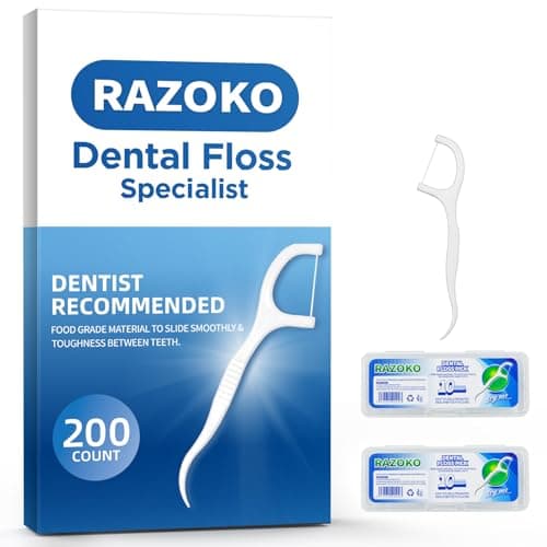 Dental Floss Picks 200 Count,2-in-1 Disposable Flossers with 2 Travel Cases