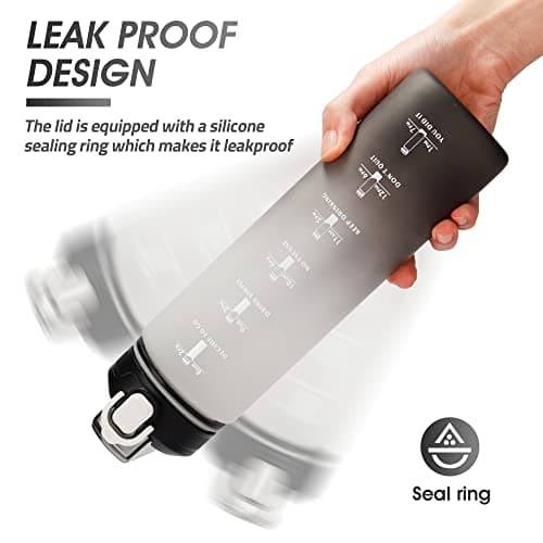 YC Kitchen Water Bottle with Time Marker - 1L Water Bottles with Straw, air up water bottle Leakproof & BPA Free Sports Water Bottle with Carry Strap for Fitness,Gym,and Outdoor Sports — view 4