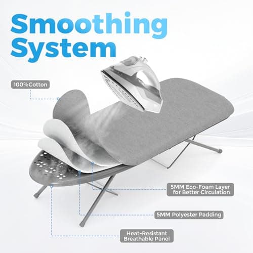 KINGRACK Foldable Small Ironing Board with Iron Rest, 30×76 cm,Grey — view 4