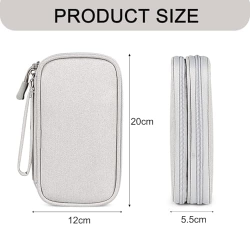 Travel Cable Organiser Bag, Electronics Accessories Organiser Bag, Portable Electronics Accessories Organizer, Cord and Gadget Storage Bags for Cables USB Drive Charger Earphone(Bilayer, Grey) — view 2