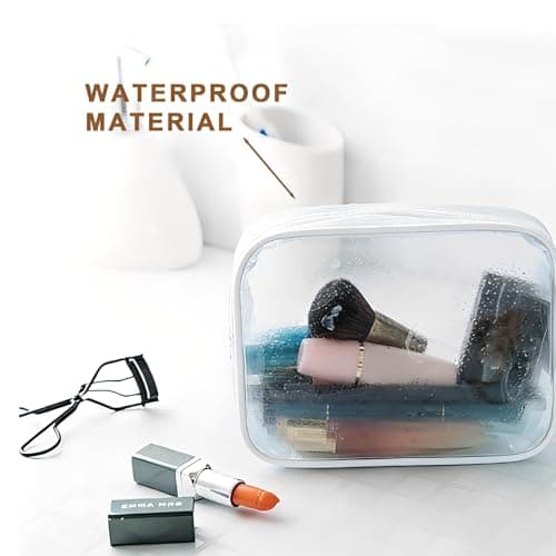 2 Pcs Clear Toiletry Bag, White Clear Wash Bags for Toiletries, PVC Waterproof Transparent Makeup Bags for Travel, Portable Transparent Cosmetic Bag for Men Women Luggage (Medium,Large) — view 6