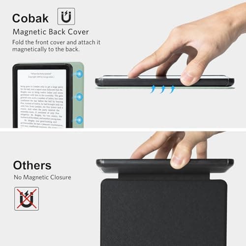 CoBak Magnetic Case for 6" E-Reader 11th Generation 2024 and 2022, Compatible with PopSockets/UGREEN/Anker Magnetic Grip and Stand, Auto Sleep/Wake, Protective Case for Kindle Basic, Agave Green — view 4