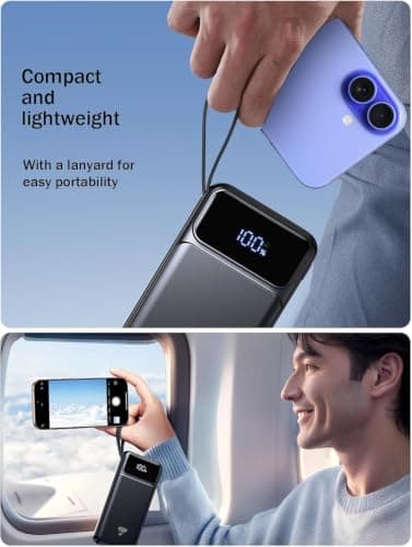 Power Bank 10000mAh, 22.5W Fast Charging Portable Charger Built-in 4 Cables — view 5