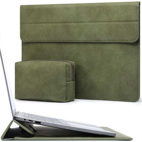 HYZUO 13.3-14 Inch Laptop Case Sleeve with Stand Feature, Olive Green