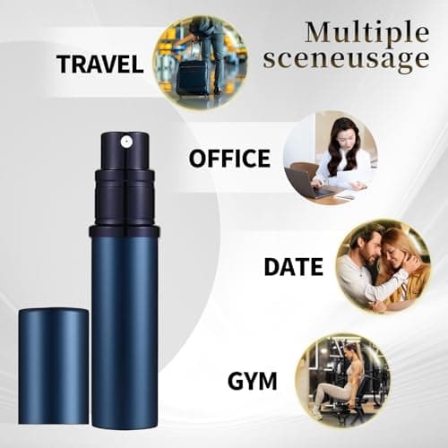 szyanlai Portable Perfume Atomiser Refillable - 5ml Empty Travel Perfume Bottle, Nano Mist, Leaking Proof, Bottom Pump without Funnel, Luxurious Mini women and men (Blue) — view 6